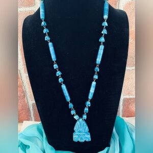Vintage Turquoise Tourmaline Stone Necklace